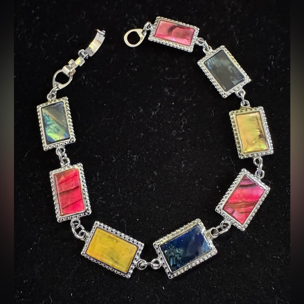 Multicolor Rectangular Faux Shell Bracelet